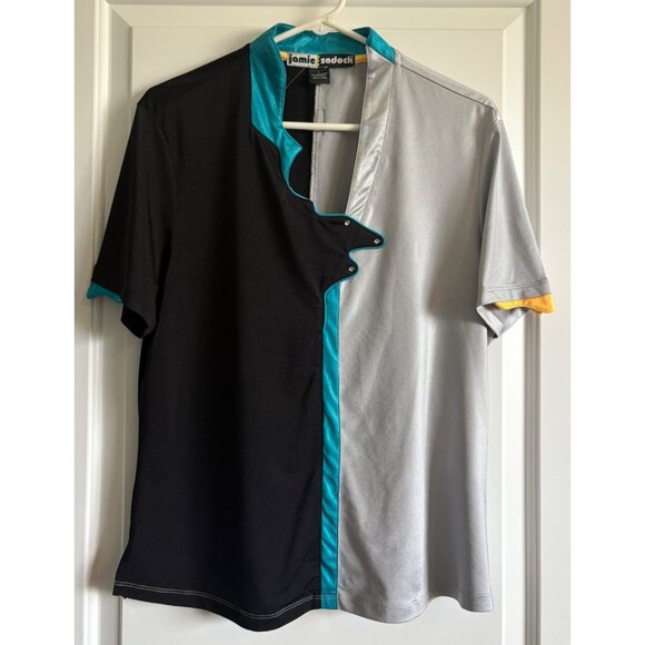 Jamie Sadock LLC Tops - Jamie Sadock Women's Golf Shirt Large Short Sleeve Grey Blue Polo Womens Top